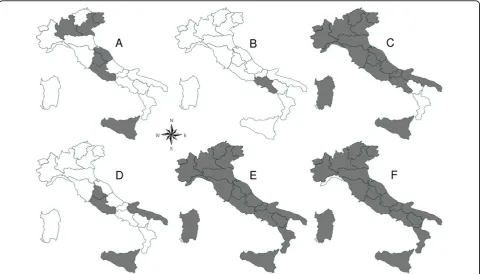 Figure 2 Distribution of major vector-borne protozoa and ofC, Dirofilaria immitis infecting dogs in Italy