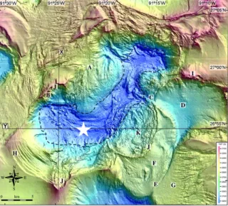 Figure 1  Map of sampling location in the Gulf of  Mexico. The star indicates where the CTD was cast  and samples collected (26.91206, -91.37418)