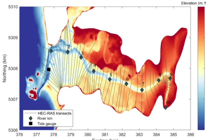 Figure 6. Digital elevation model (DEM) used for the HEC-RAS simulations of the Quillayute River