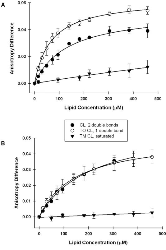 Figure 2.6 Interaction of α-synucleins with LUVs containing CLs with  different side chains 