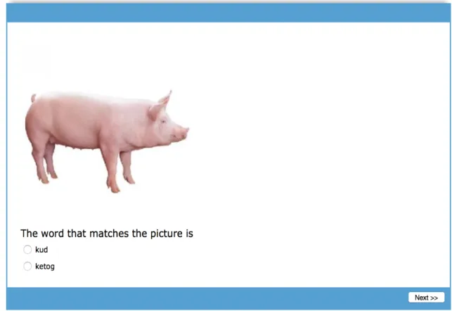 Figure 3.2.2: A test trial in the learning section in the experiment 