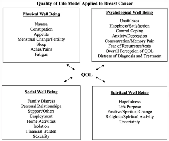 Fig. 1. Ferrell's Conceptual Framework on quality of life in Breast Cancer