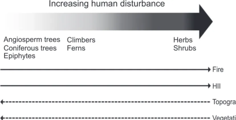 Figure 1. Hypothetical relationship between plant functional groups and human disturbance