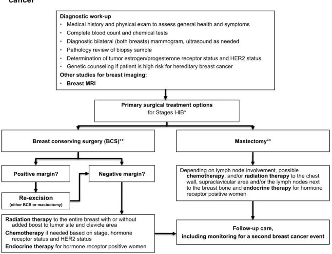 Figure 2.1.  Initial tests and treatment pathways for early-stage, invasive breast      cancer  