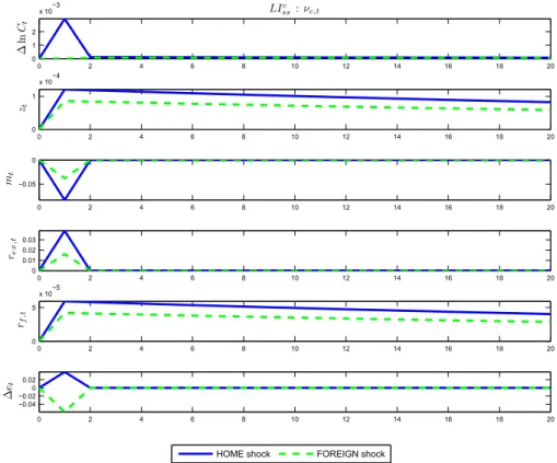 Figure 4: Impulse responses to innovation shocks implied in the information structure of Learning from Consumption