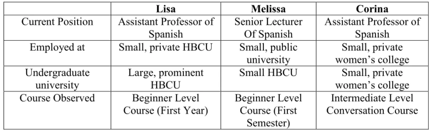 Table 1. Description of Study Participants/Courses Observed 