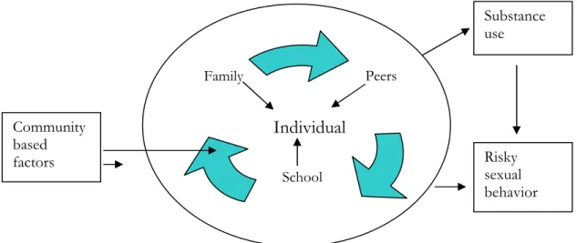 Figure 1.2 Combining constructs from Primary Socialization Theory and from Social Cognitive Theories with a  Community domain added 