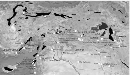 Fig. 5: Google Earth-based map showing the approximate location of ophiolite zones (in black,  based on Çelik et al