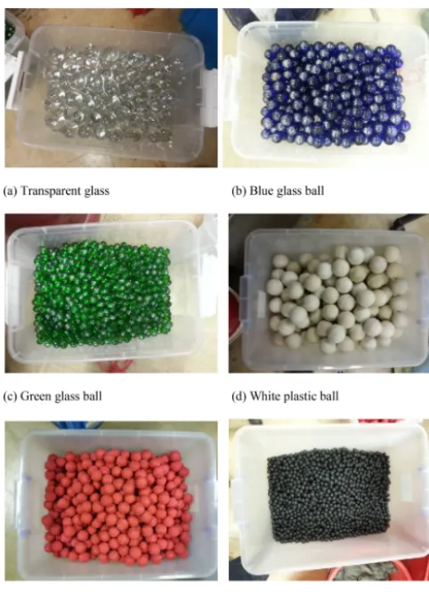 Figure 6. The plastic and glass balls used in the laboratory tests.