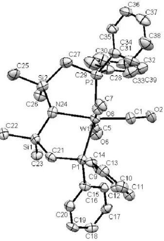 Figure 3.1.  ORTEP diagram of [W(P H NP)(CO) 3 H][BF 4 ] (7). 
