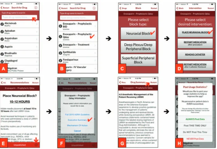 Fig. 1. This series of images displays screenshots that a user would encounter when navigating the electronic decision support  tool (DST)