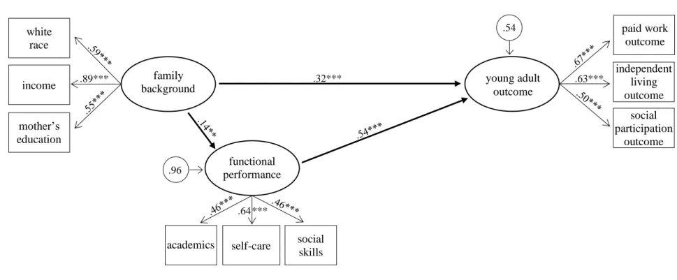 FIGURE 4.1: Model 1: Preliminary Structural Equation Model without Parent Expectations 