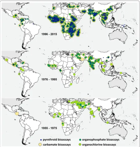 Fig. 1 Distribution of the 13,514 insecticide resistance mortality points collected and geopositioned to date