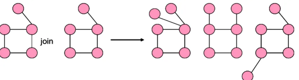 Figure 4.3: An example of applying the FSG join operation to a pair of graphs. Nodes and edges have the same label.