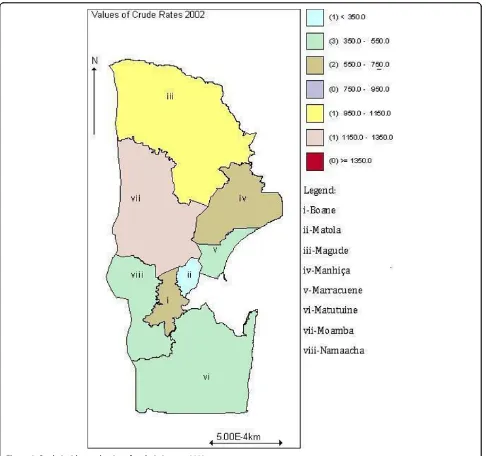 Figure 3 Crude incidence density of malaria in year 2002.