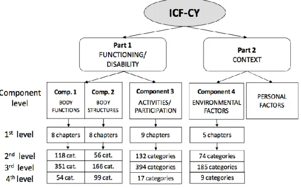 Figure 3. Hierarchically listed components of the ICF-CY (Pless &amp;Granlund, 2011).  