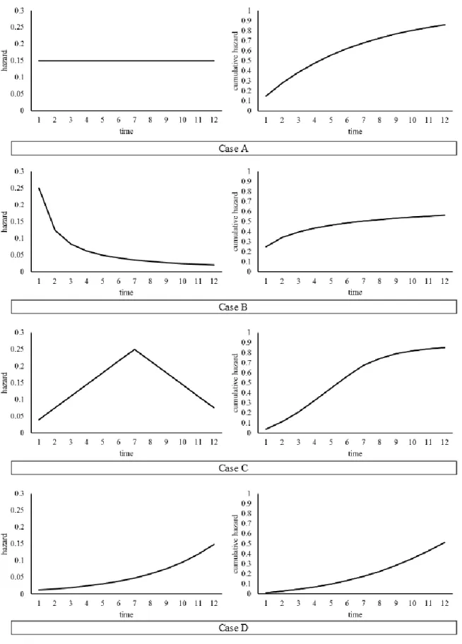 Figure 2. Simulated Graphs of Hazard and Cumulative Hazard Functions 