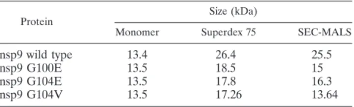 TABLE 2. nsp9 sizes estimated by SEC-MALS and SEC