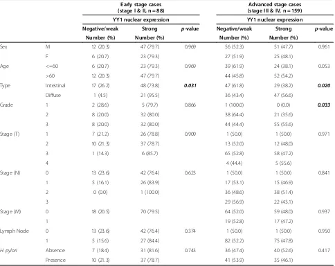 Table 2 Univariate and multivariate Cox regressionanalysis of clinicopathologic factors in patients withgastric adenocarcinoma (significant p-value in bold anditalic format)