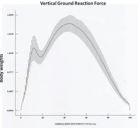 Figure 3-1: Averaged vertical ground reaction force curve obtained from initial data processing