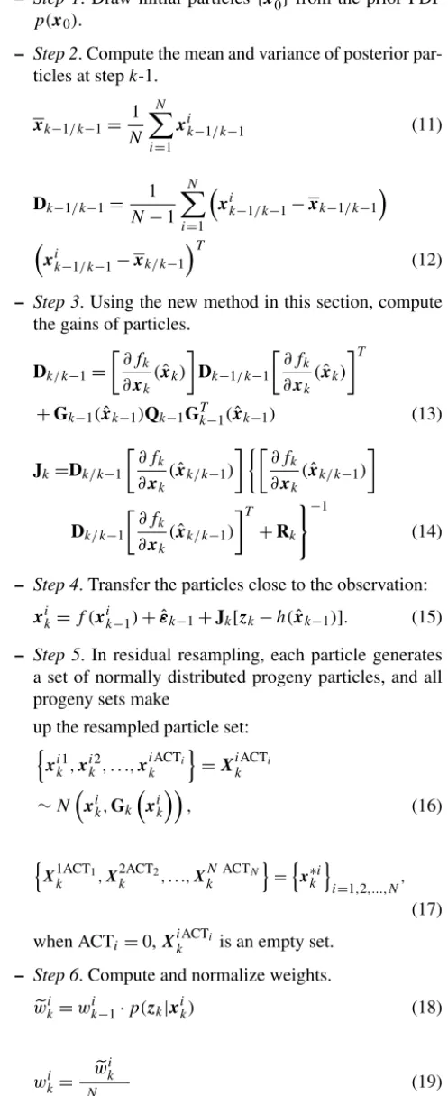 Figure 1 shows the results of the xnew PF with 20 particles. Note that the new PF procedureis close to the truth with much fewer particles, which ismore efﬁcient than the standard PF procedure with hundredsof particles