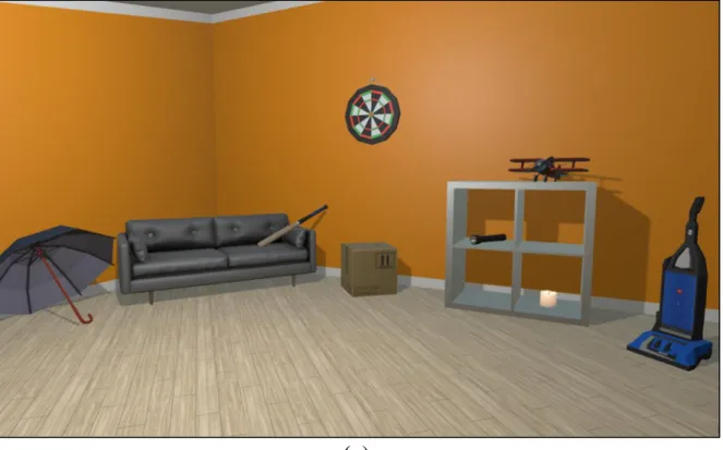 Figure 10. A sample image of Room B in Experiment Three, in both the High-Quality (a) and  Low-Quality (b) lighting conditions