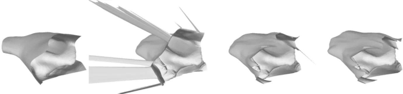 Figure 3.5: Compared to the ground-truth surface (left), the boundary conditions suggested by Kao et al