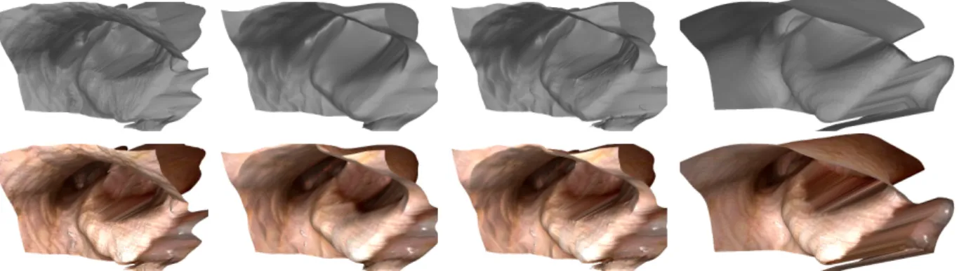 Figure 3.9: Visual comparison of surfaces generated by the proposed approach for an image from a ground-truth dataset