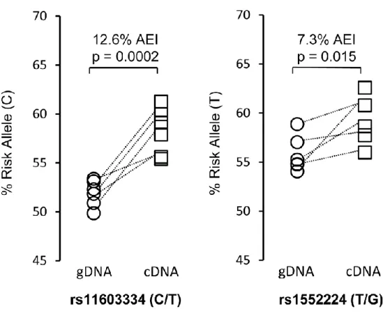 Figure 2. The T2D-Risk Alleles of rs11603334 and rs1552224 Are Associated with  Increased ARAP1 Expression 