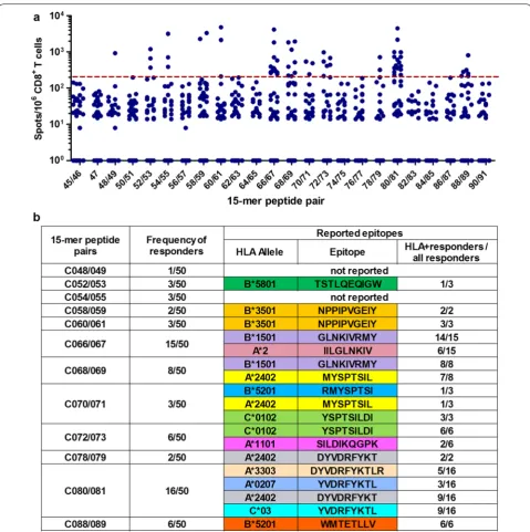 Fig. 2 T-cell responses to 15-mer peptide pairs in Gag Pool 2. for a positive response