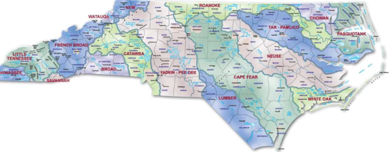 Fig. 2.1: North Carolina river basins (NCDENR 2005) 