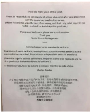 Figure 12 - Translated Bathroom Notice 