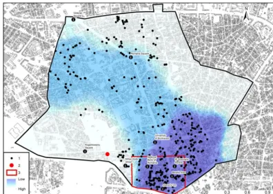 Figure 7. The accessibility of buildings with high seismic risk to ﬁreﬁghting services after a potential earthquake occurrence