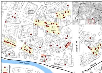 Figure 9. The anticipated spatial effects of building collapse in a similar earthquake to that of March, 1977