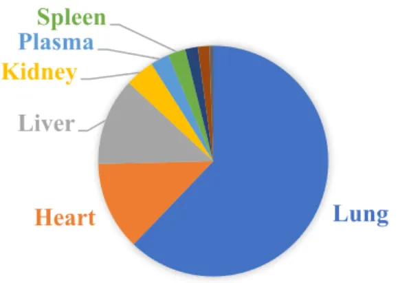 Figure 1.3. Distribution of oleic acid in rat tissues 30 minutes after i.v. administration