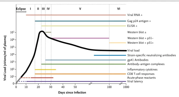Figure 2. Natural History and Immunopathogenesis of HIV-1 Infection.