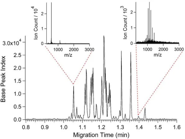 Figure 2.6 Base peak electropherogram for the analysis of a 5 M tryptic digest of the enzyme  enolase