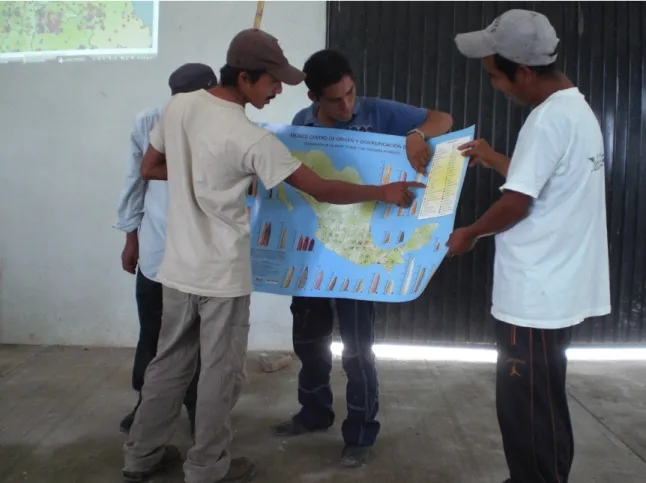 Figure 6.3 The Ceccam’s first map, in use in a workshop.  