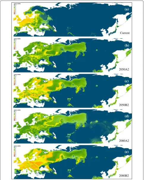 Figure 2 Geographic distribution predicted by species distribution modelling for Ixodes ricinus