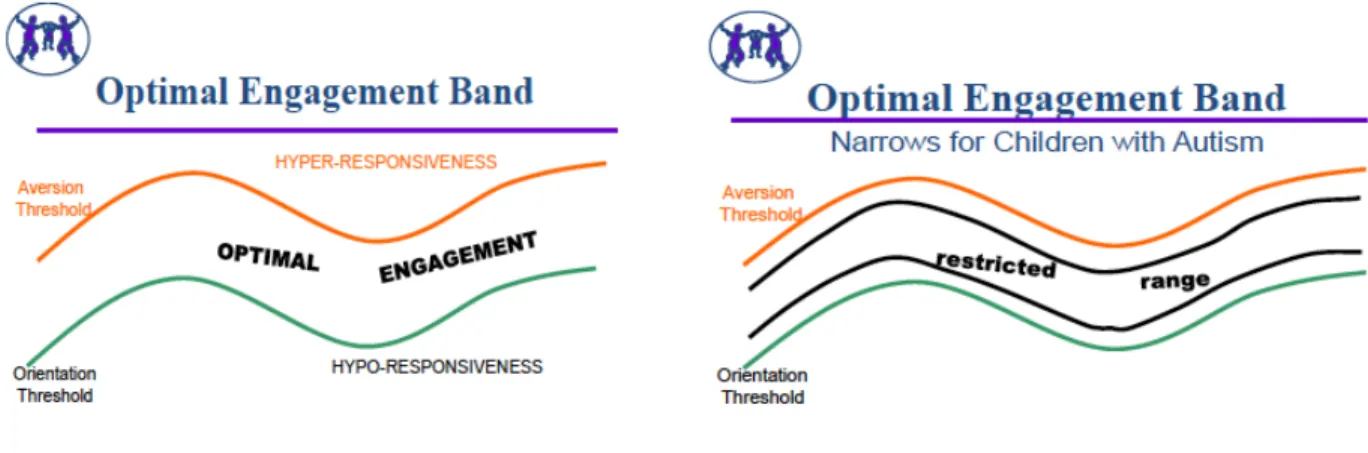 Figure 2.1. Optimal engagement band model for sensory processing in young children with autism 