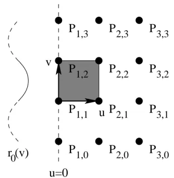 Figure 3.4: The control curve, r 0 (v), on an edge patch.