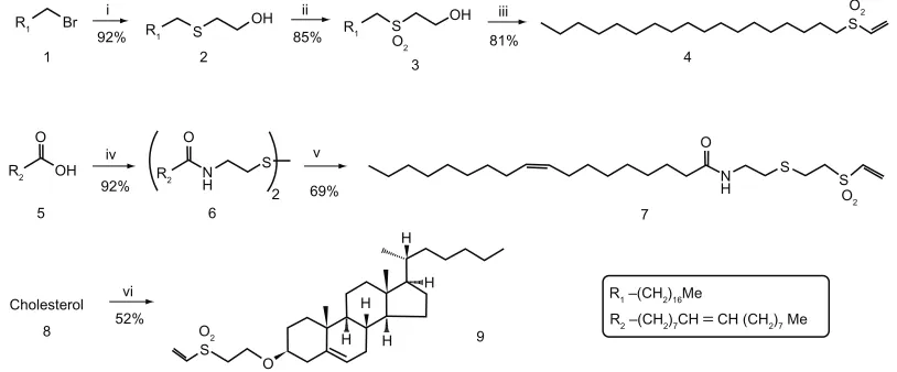 Figure 1 Synthesis of vinyl-sulfone reagents for the functionalization of nanocapsules
