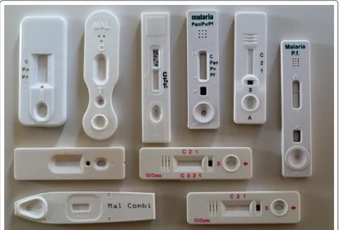 Figure 2 Example of RDT cassetteslabelling of the wells: different characters (. Most of the cassettes have separated wells for sample and buffer application