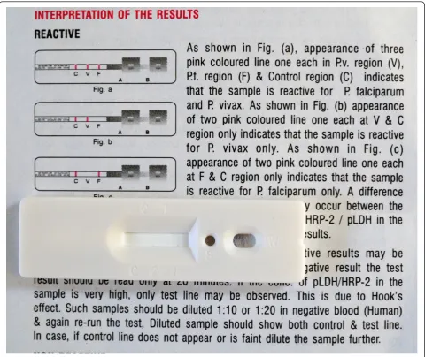 Figure 4 Interpretation section of the information insert and cassette of a P. falciparum/P