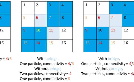 Figure 3.11 Particle Detection – Connectivity and Bridging. 