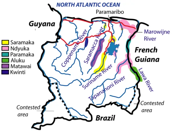 Figure 1: Maroon groups in Suriname 