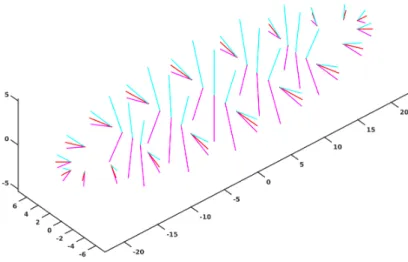 Figure 4.4: The computed spokes of the same ellipsoid used in the figure 4.3. The colored lines are the spokes that are analytically computed using the equations
