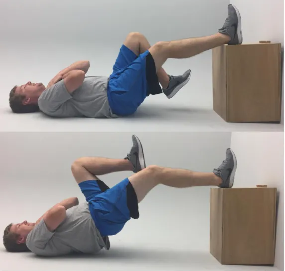 Figure 5. Single Leg Bridge Test rest position (top) and ending position (bottom). 