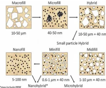 Figure 1.1: Classification of Composite Resins Based on Filler Particles Size 