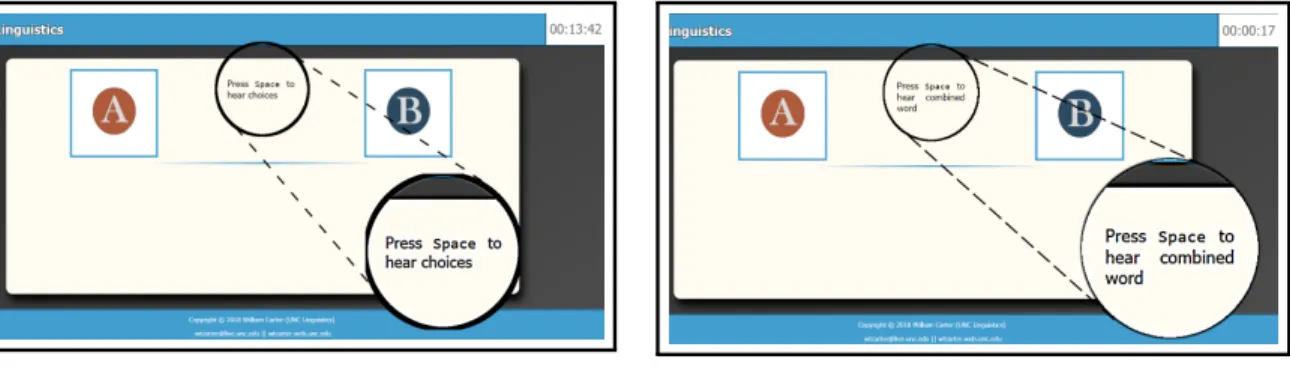 Figure 4.5: Training (E) – press Space to hear candidates